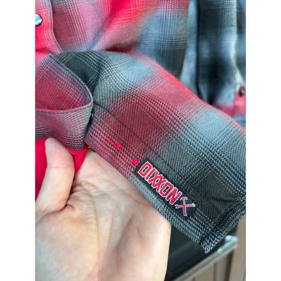 NWOT DIXXON Womens Black Grey Red The Blazer Pearl Snap Flannel Shirt Jacket - L - Picture 5 of 8